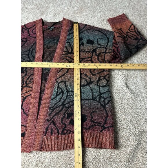 Torrid Space-Dye Sweater Cardigan Skull Roses Ombre Open Sz 1 1X - Picture 9 of 15